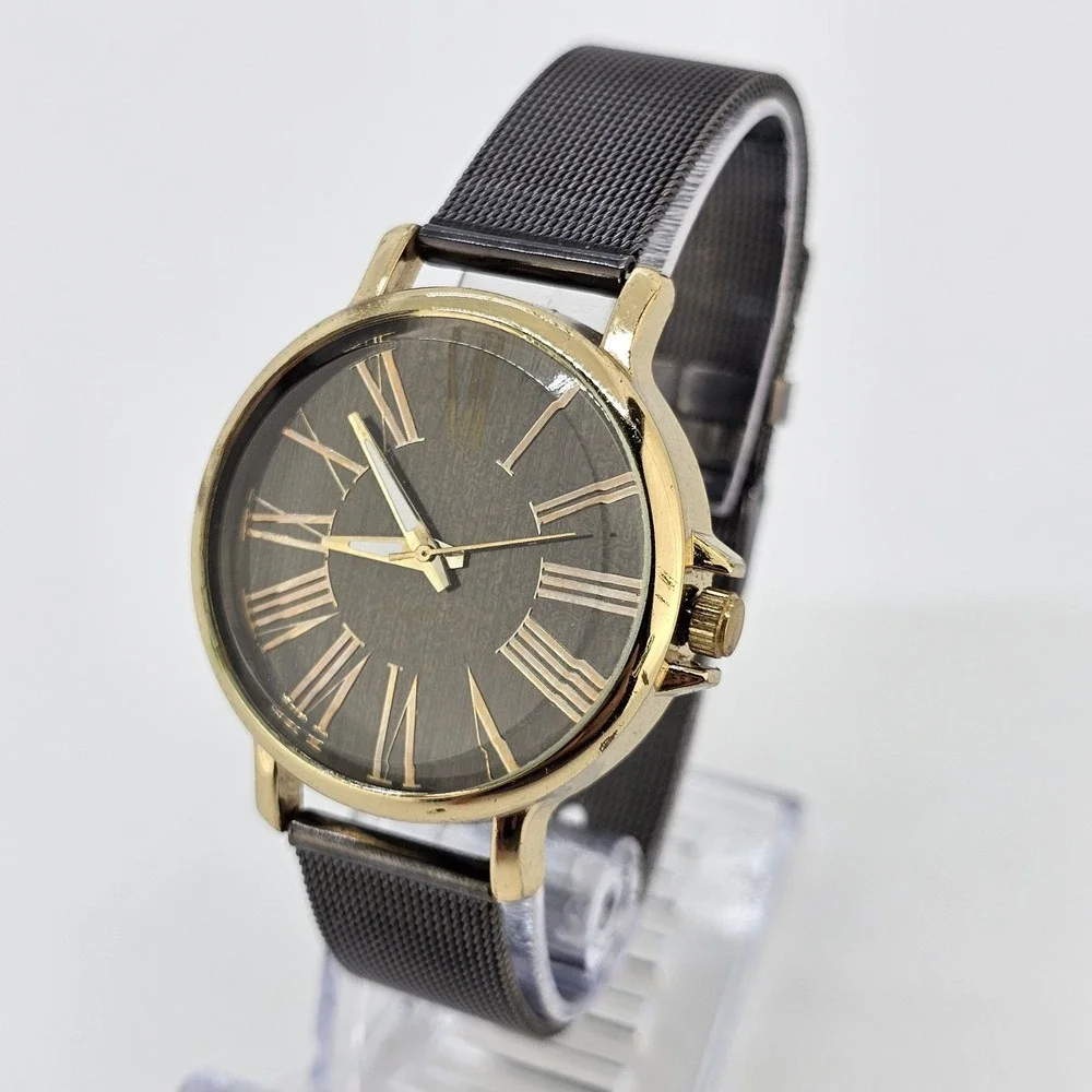 Women's Analog Watch 36MM Dark Brown Dial Dark Brown Mesh Bands NEW Battery